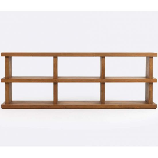 Bibliothèque de 3 longues étagères en teck 210x76 cm