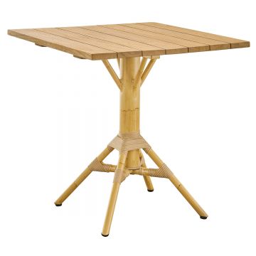 Table de bar carrée 70 cm en teck et pieds en alu