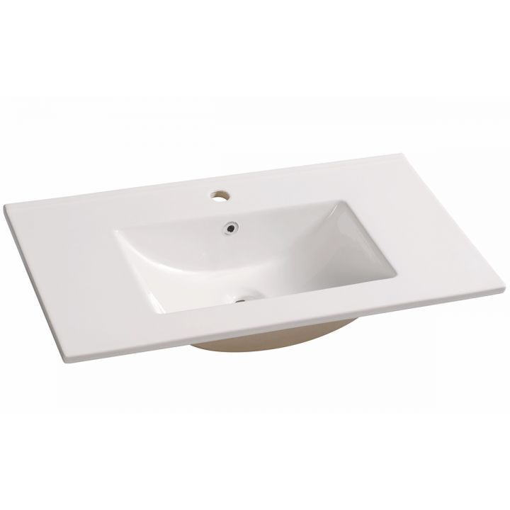 Meuble suspendu en teck avec plan vasque, 80 cm, Streamline