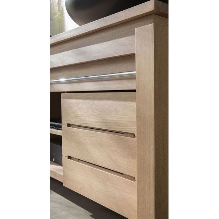 Meuble double vasque en chêne massif 133 cm, 2 portes, Origin