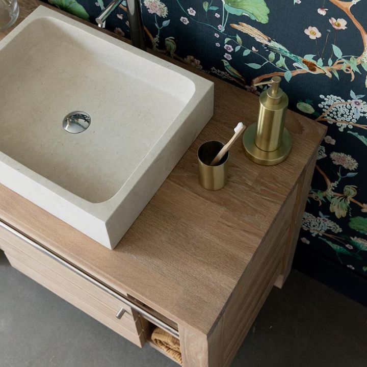 Meuble 1 vasque teck massif 101 cm, 1 porte, Origin