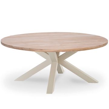 Table de jardin ronde en teck et alu d 150 ou 180 cm, Feline