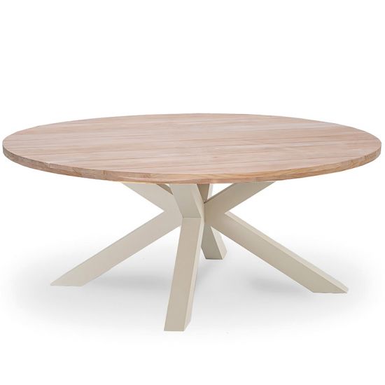 Table de jardin ronde en teck et alu d 150 ou 180 cm, Feline