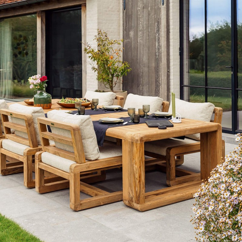 Table de repas basse 334x110 cm teck recyclé Susan - 3