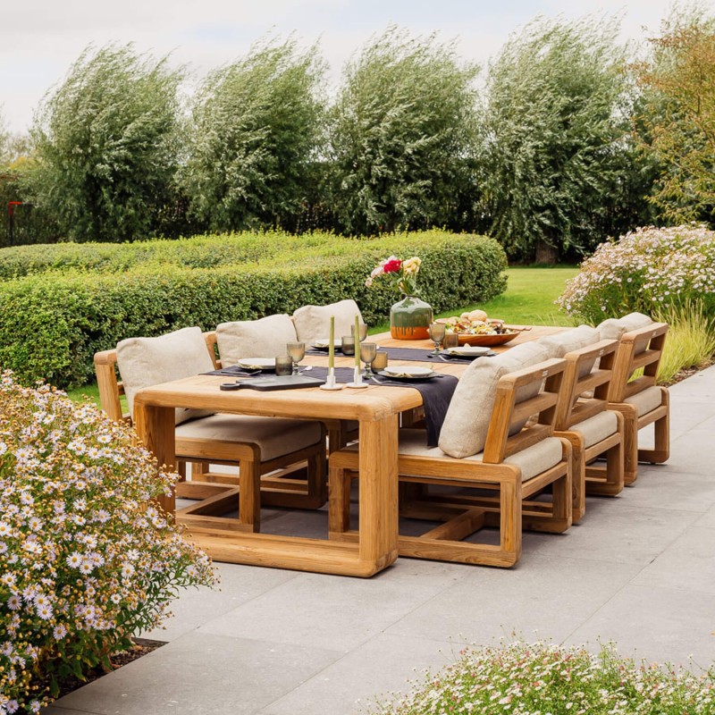 Table de repas basse 334x110 cm teck recyclé Susan - 2