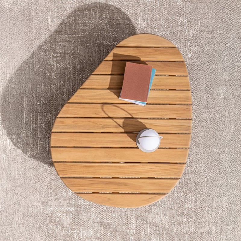 Table basse jardin teck forme organique Tamires - Bizzotto