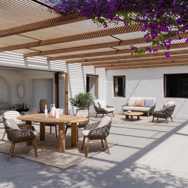 Table basse jardin teck forme organique Tamires - Bizzotto