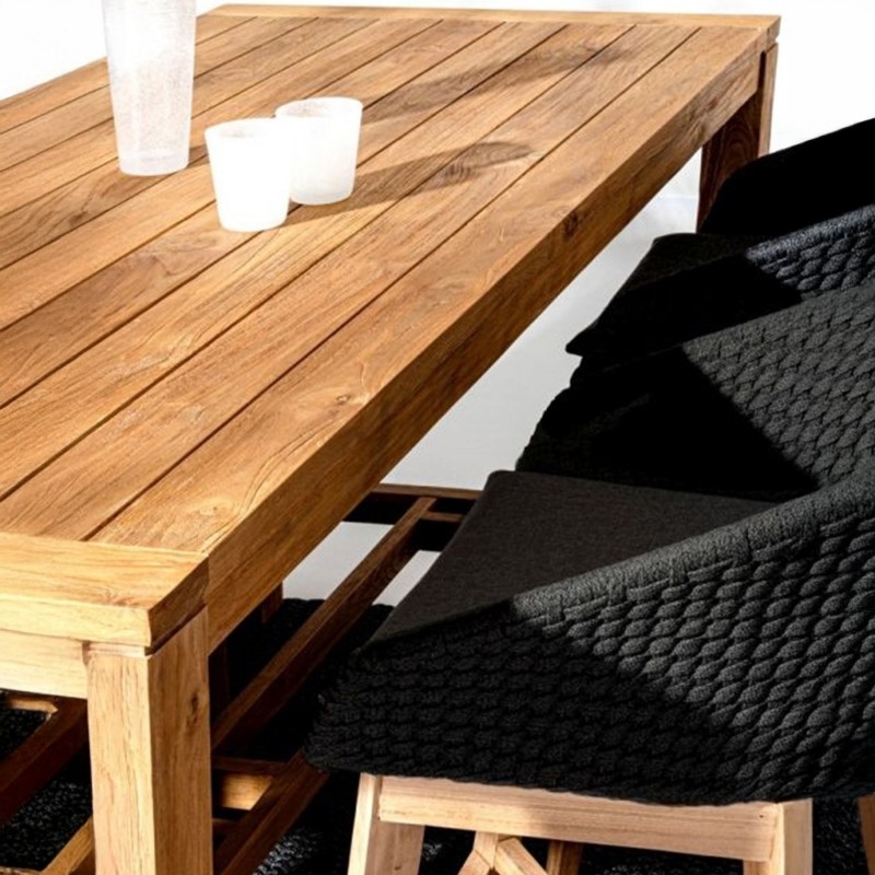 Table haute jardin teck recyclé Maricruz - Bizzotto