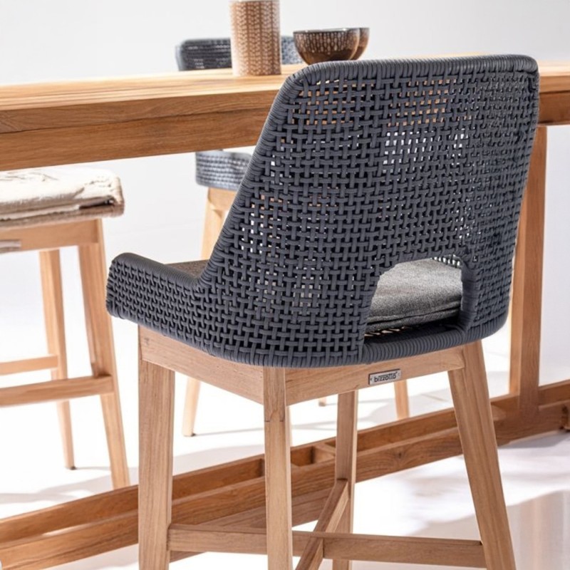 Table haute jardin teck recyclé Maricruz - Bizzotto