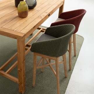 Table haute jardin teck recyclé Maricruz - Bizzotto