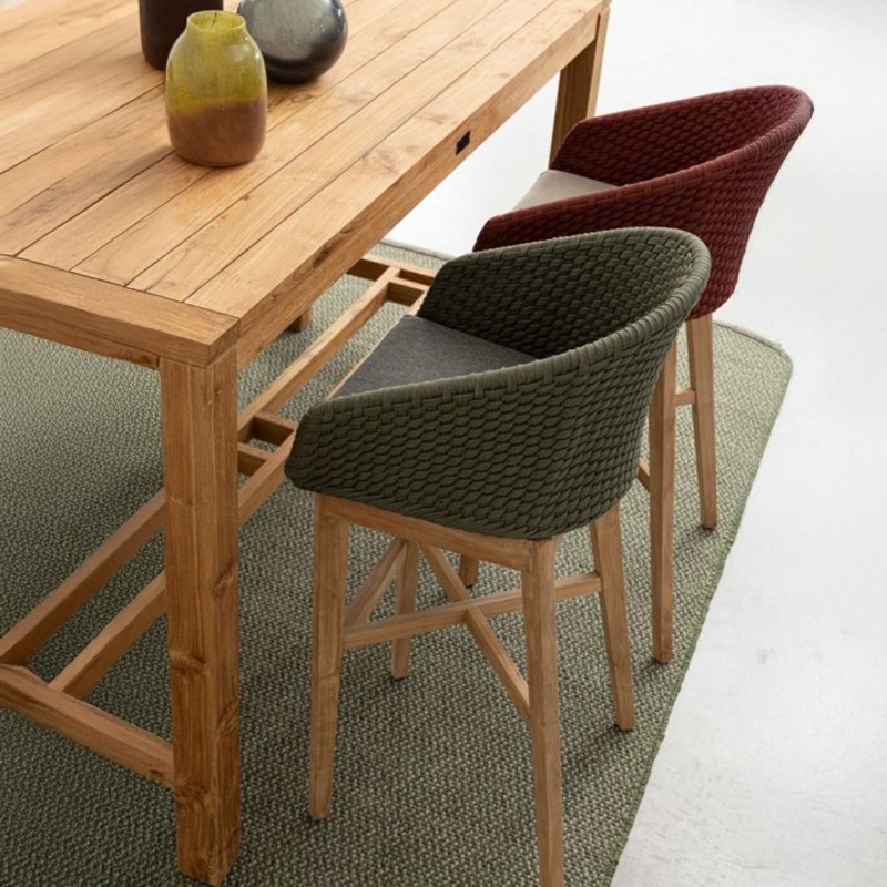 Table haute jardin teck recyclé Maricruz - Bizzotto