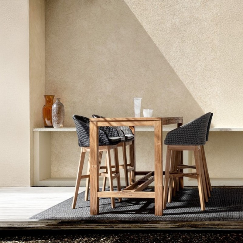 Table haute jardin teck recyclé Maricruz - Bizzotto