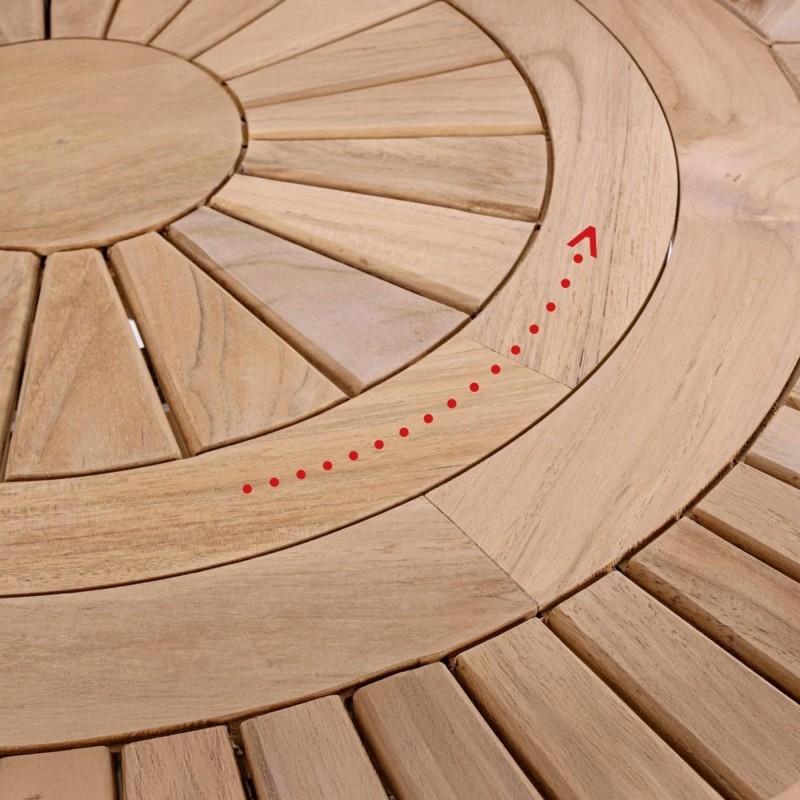 Table jardin ronde plateau pivotant teck 155 cm Maryland - Bizzotto