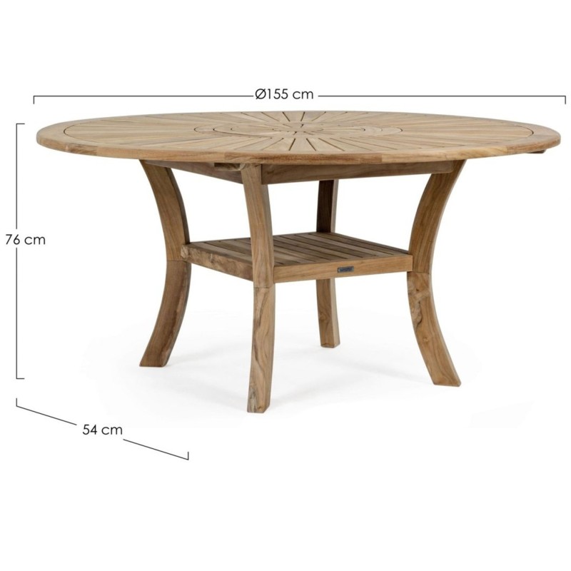 Table jardin ronde plateau pivotant teck 155 cm Maryland - Bizzotto