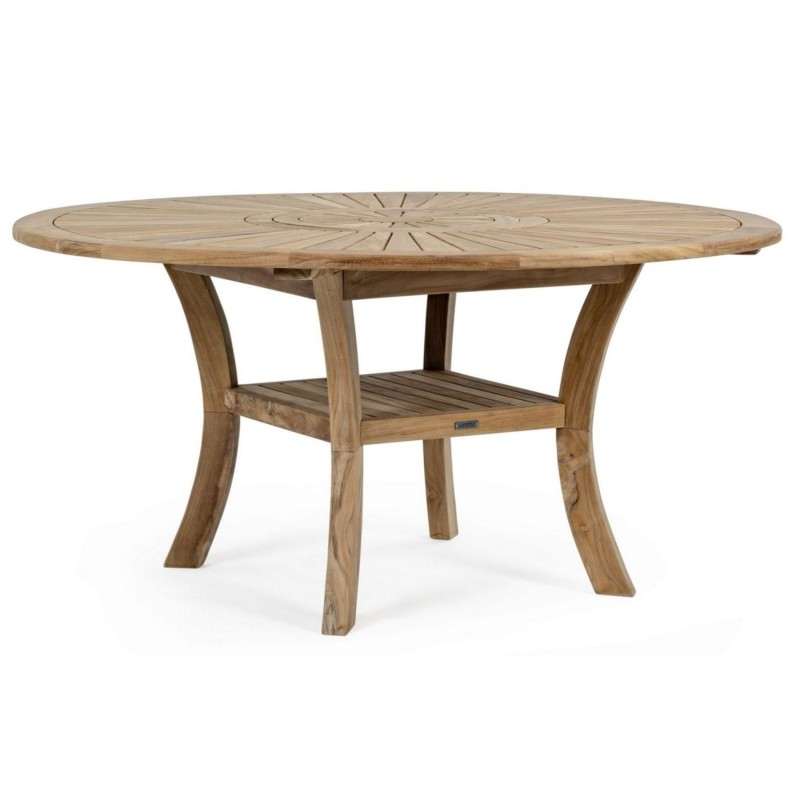 Table jardin ronde plateau pivotant teck 155 cm Maryland - Bizzotto