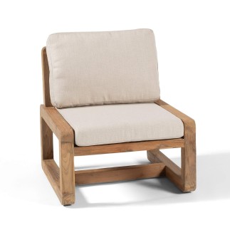 Fauteuil Susan à roues, teck recyclé, tissu agora