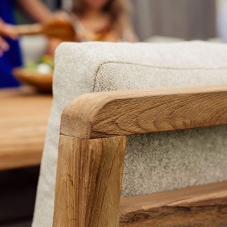 Fauteuil Susan à roues, teck recyclé, tissu agora