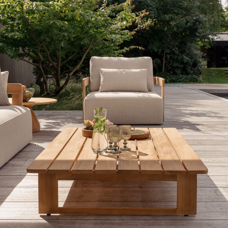 Fauteuil de jardin écru Rafa | Teck recyclé | Luxe & confort Gescova