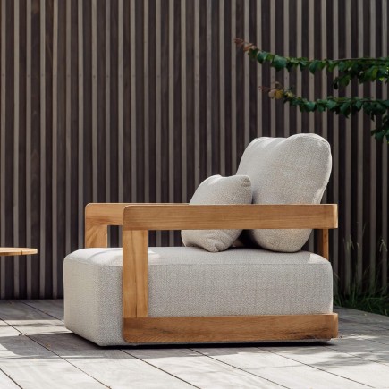 Fauteuil de jardin écru Rafa | Teck recyclé | Luxe & confort Gescova