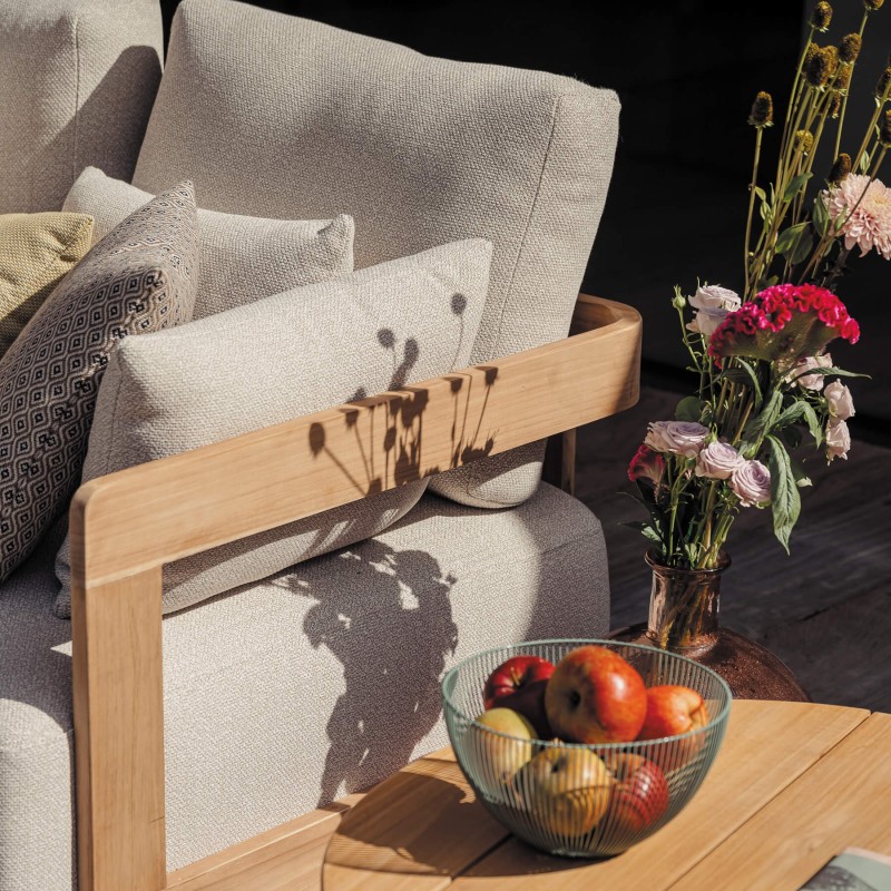 Fauteuil de jardin écru Rafa | Teck recyclé | Luxe & confort Gescova