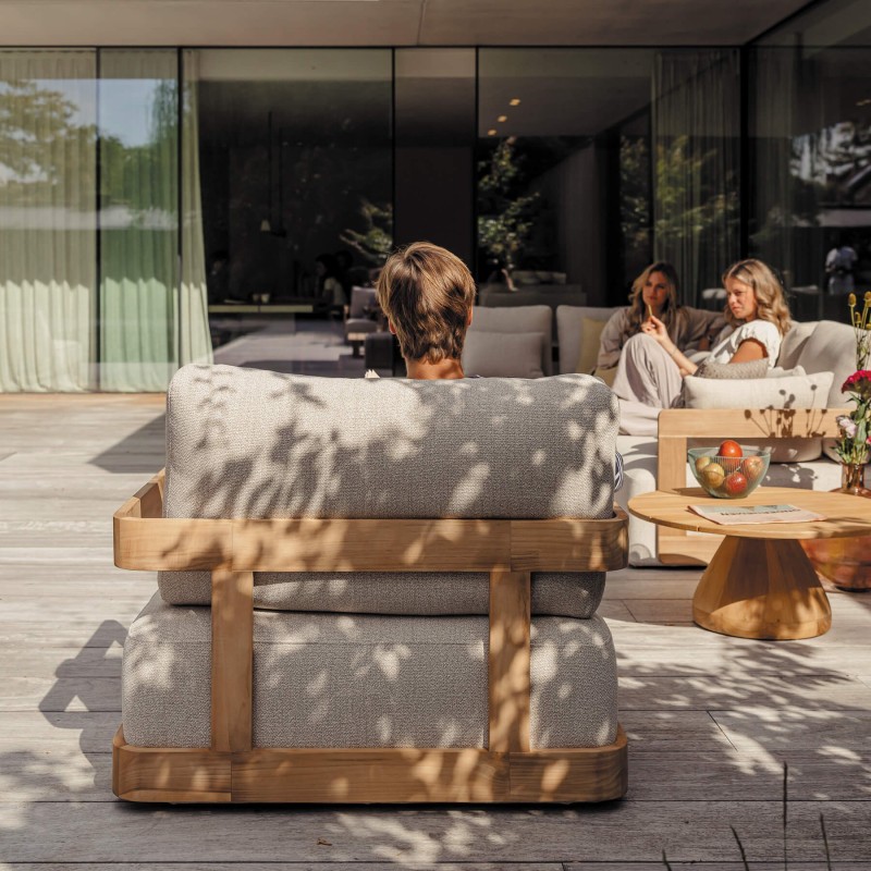 Fauteuil de jardin écru Rafa | Teck recyclé | Luxe & confort Gescova