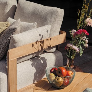 Méridienne Rafa, teck et mousse quick dry foam