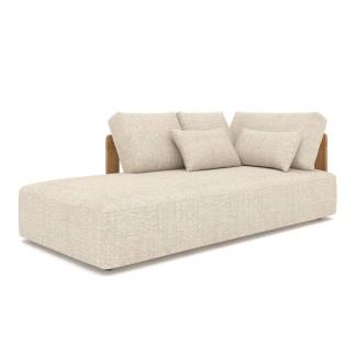 Méridienne Rafa, teck et mousse quick dry foam