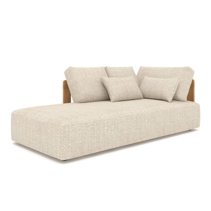 Méridienne Rafa, teck et mousse quick dry foam