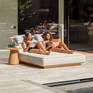 Bain de soleil double en teck Juan