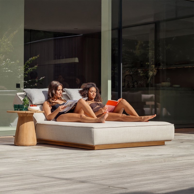 Bain de soleil double en teck Juan – Confort haut de gamme - Gescova