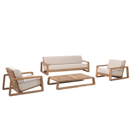 Salon de jardin teck recyclé London haut de gamme - Gescova