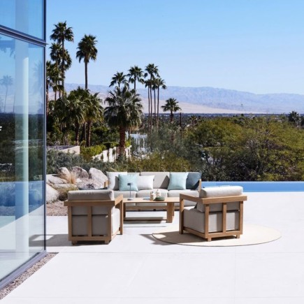 Salon de jardin extérieur aluminium design Theseus naturel