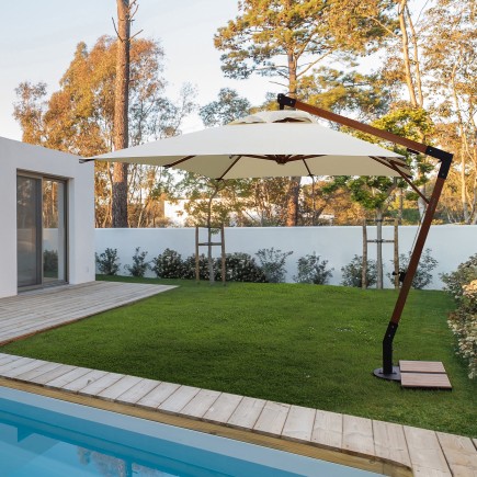 Parasol déporté haut de gamme Capua finition bois design - Bizzotto