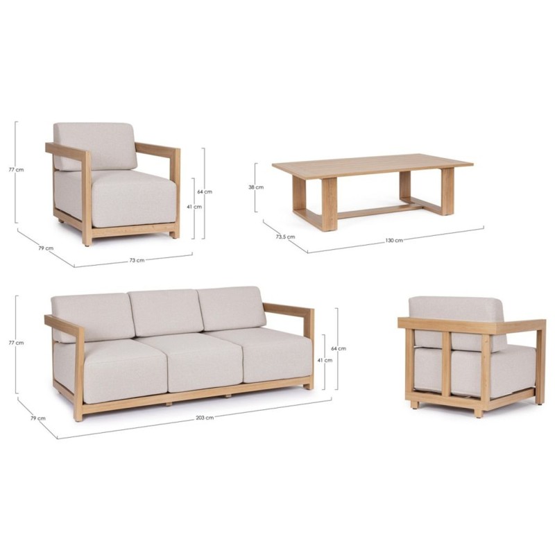 Salon de jardin extérieur aluminium design Theseus naturel