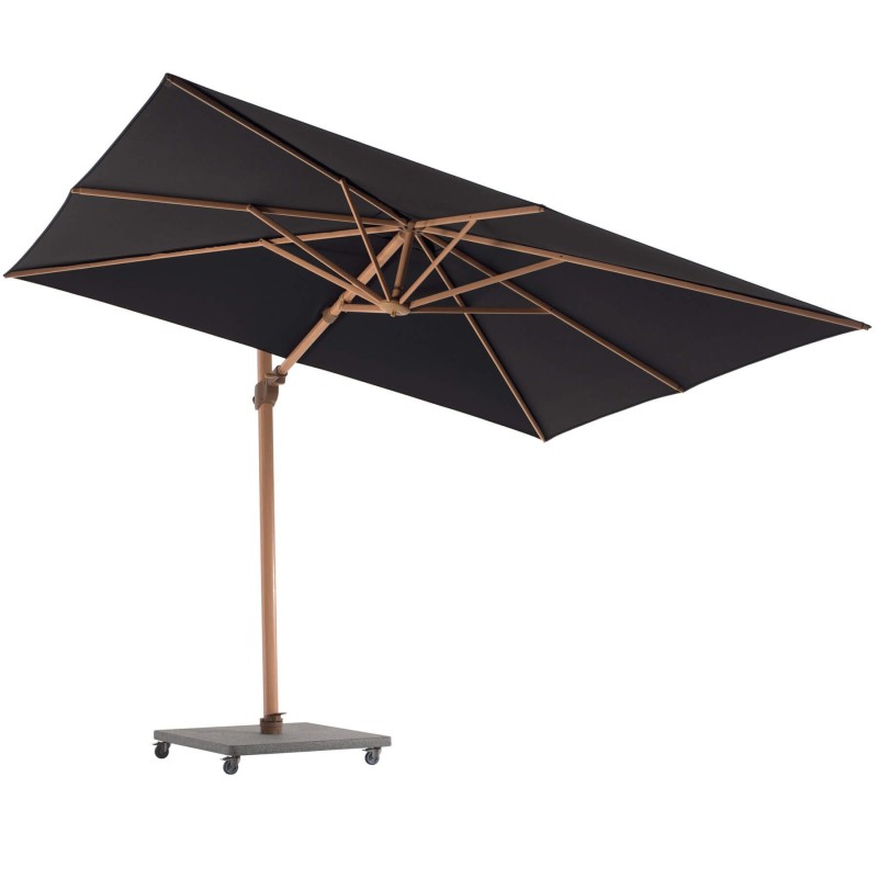 Parasol déporté 3x3 m Portland alu bois haut de gamme - Gescova