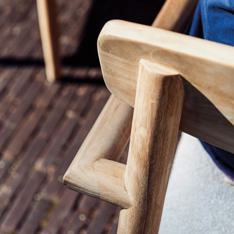 Chaise Leandro en teck avec coussin écru | Gescova