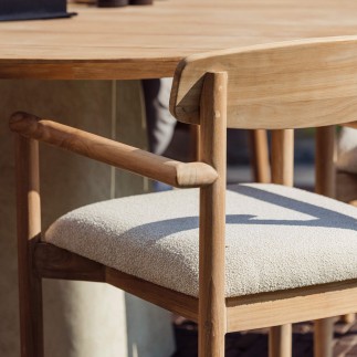 Chaise Leandro en teck avec coussin écru | Gescova