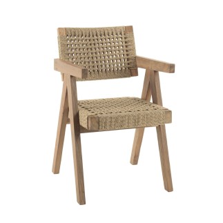 Chaise Derry teck recyclé et résine tressée corde