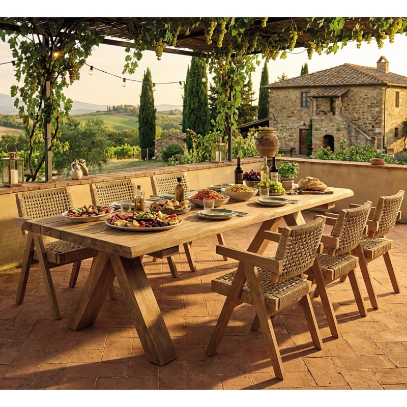 Chaise Derry en teck et corde – Élégance outdoor durable - Gescova