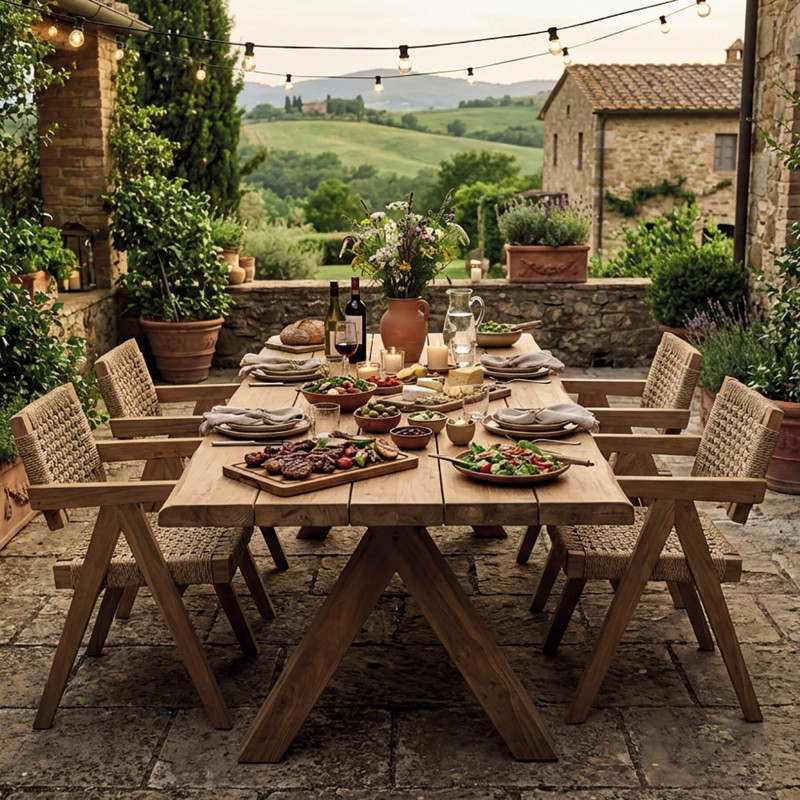 Chaise Derry en teck et corde – Élégance outdoor durable - Gescova