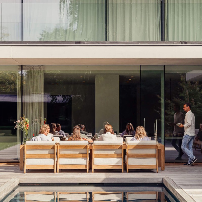 Chauffeuse Grace modulable en teck naturel | Gescova