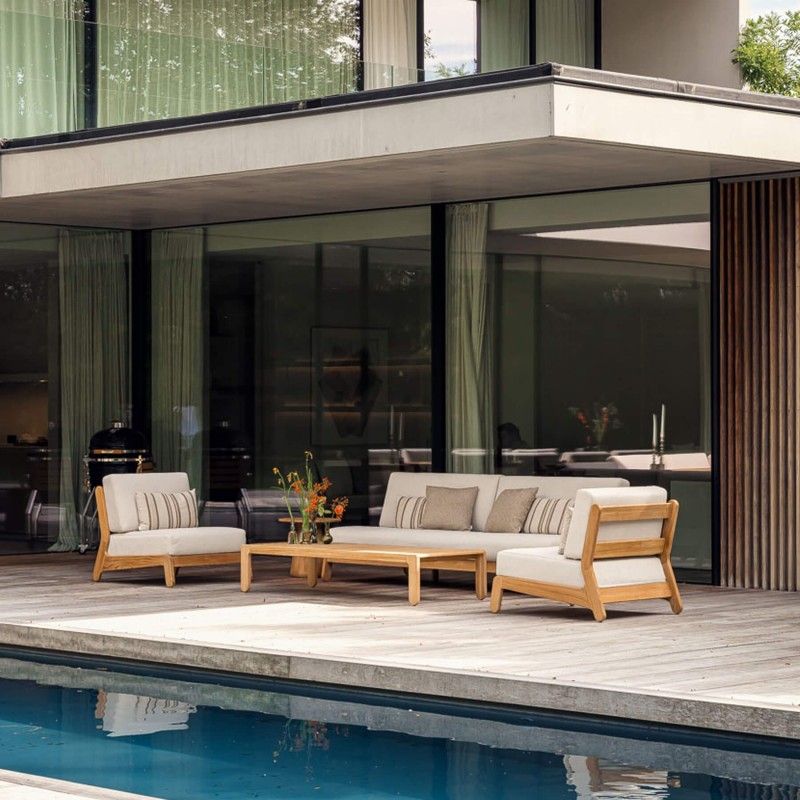 Chauffeuse Grace modulable en teck naturel | Gescova