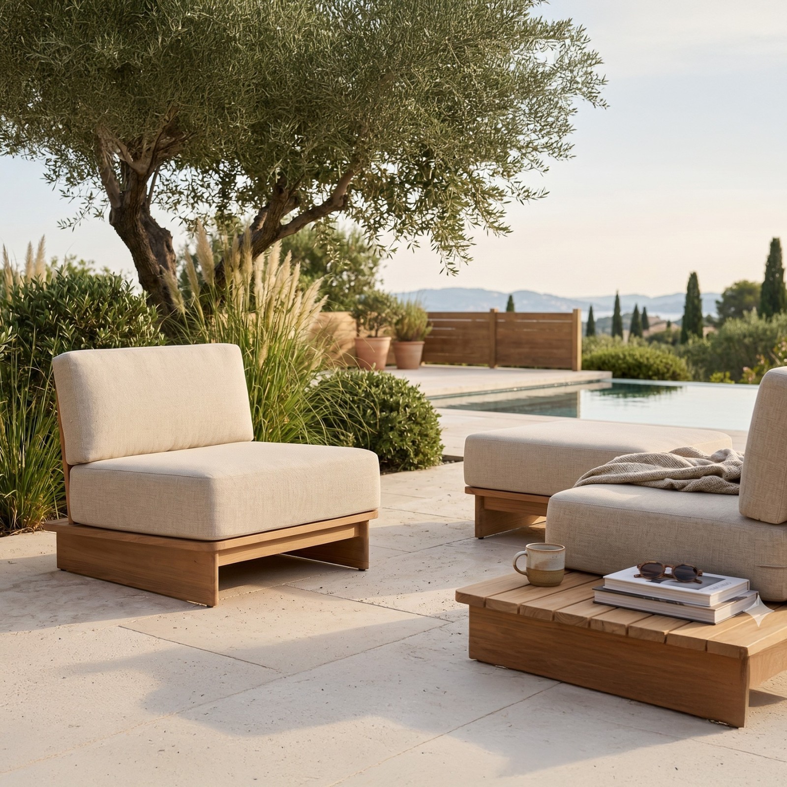 Fauteuil de jardin modulable en teck Djerba –  Gescova