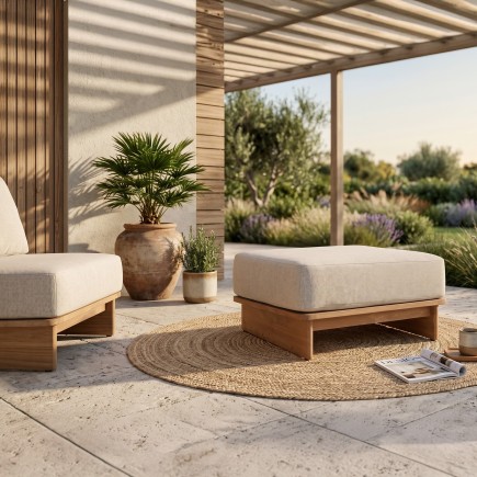 Repose-pieds de jardin en teck modulable Djerba | Gescova