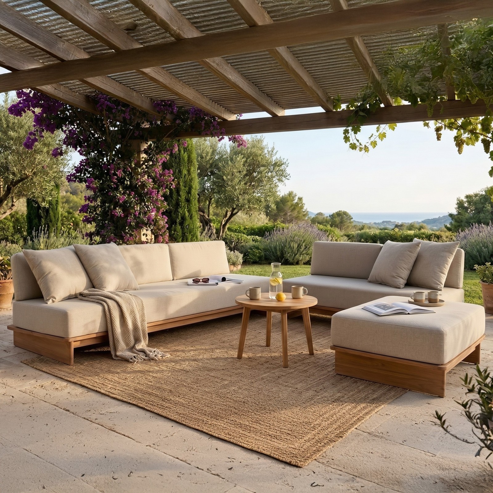 Repose-pieds de jardin en teck modulable Djerba | Gescova Repose-pieds de jardin en teck modulable Djerba | Gescova