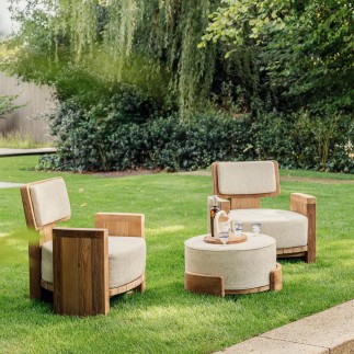 Pouf de jardin en teck Emma