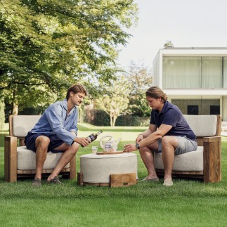Pouf de jardin en teck Emma