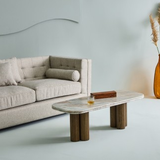 Table basse marbre et bois Buren design - Signature
