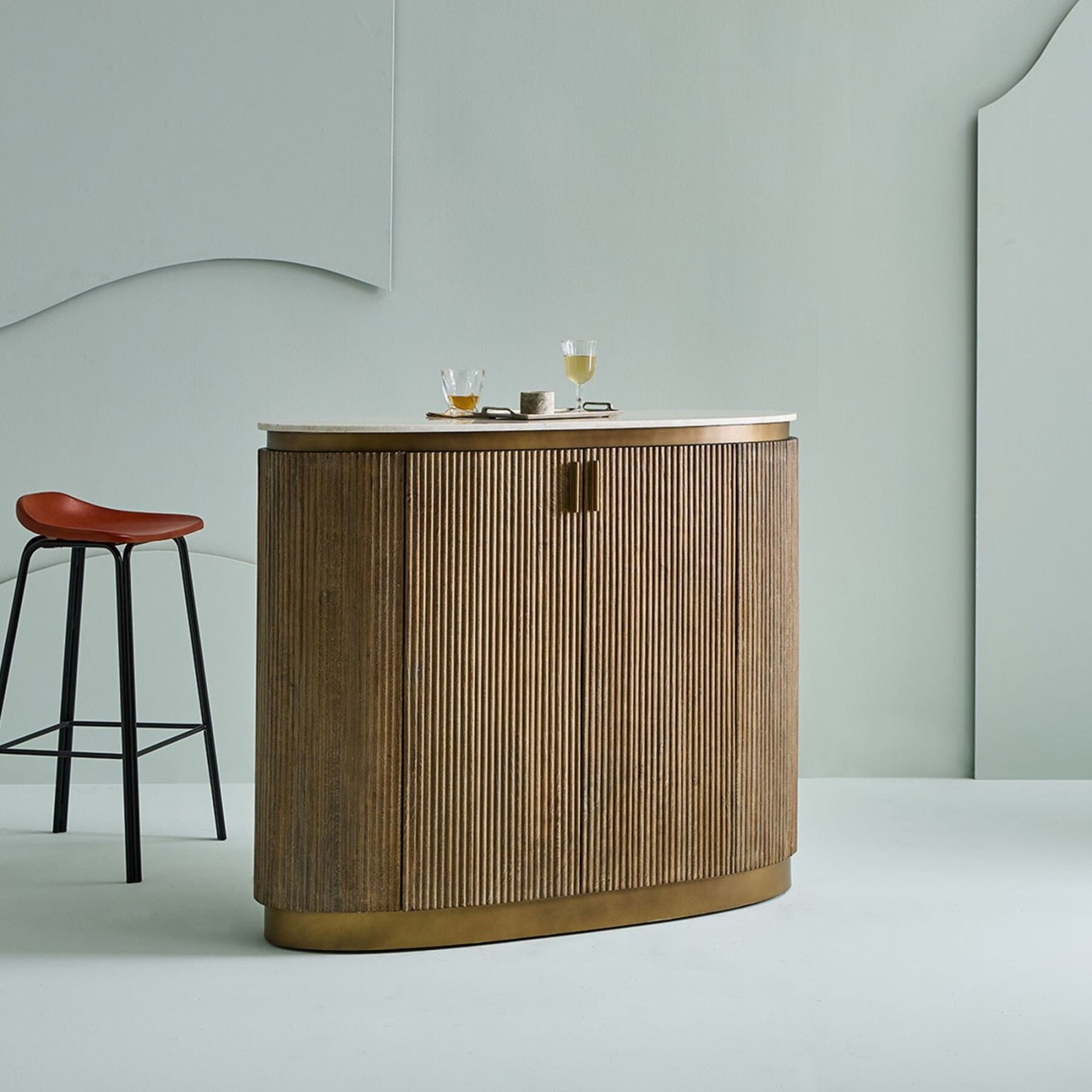 Comptoir en bois massif et marbre Buren - Signature
