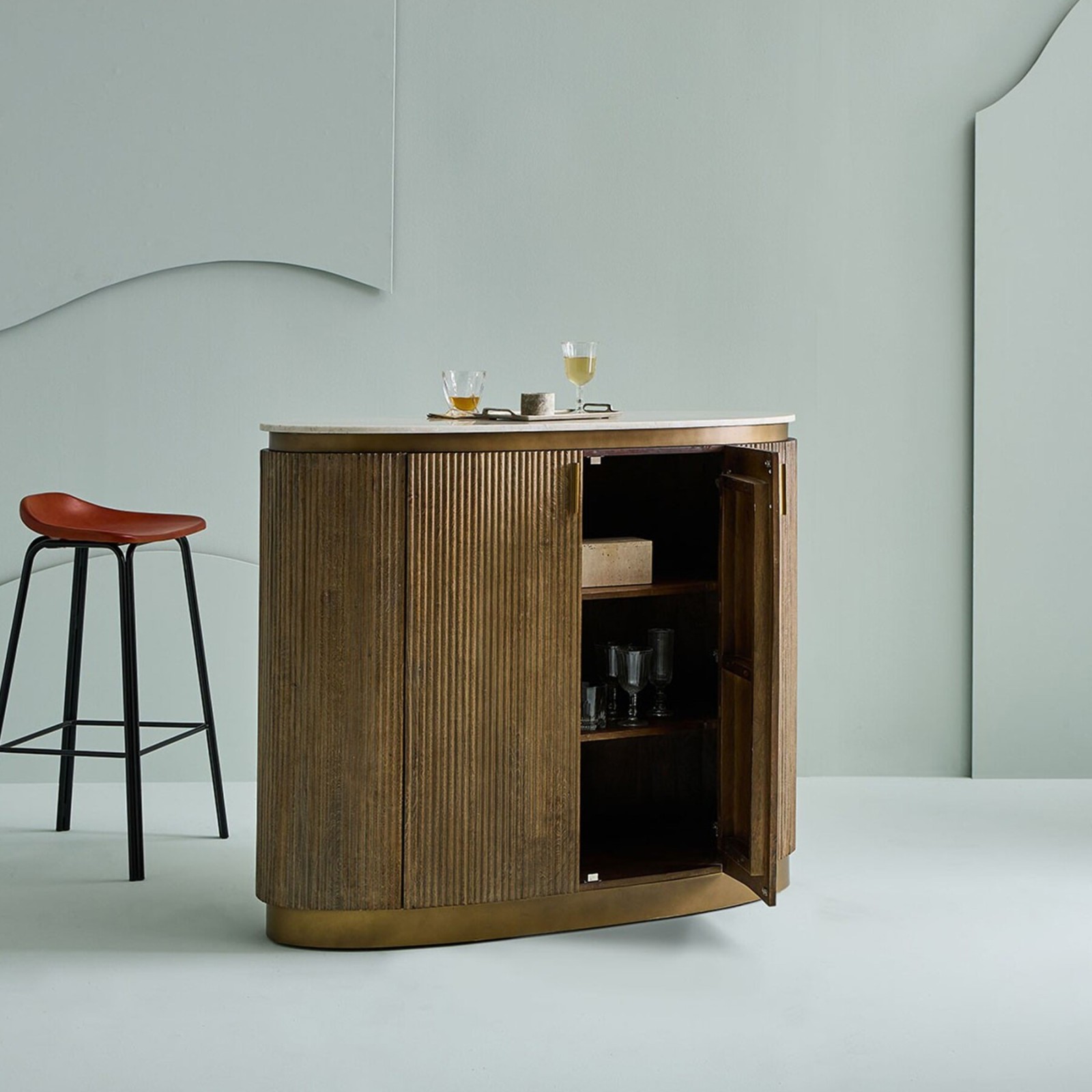 Comptoir en bois massif et marbre Buren - Signature